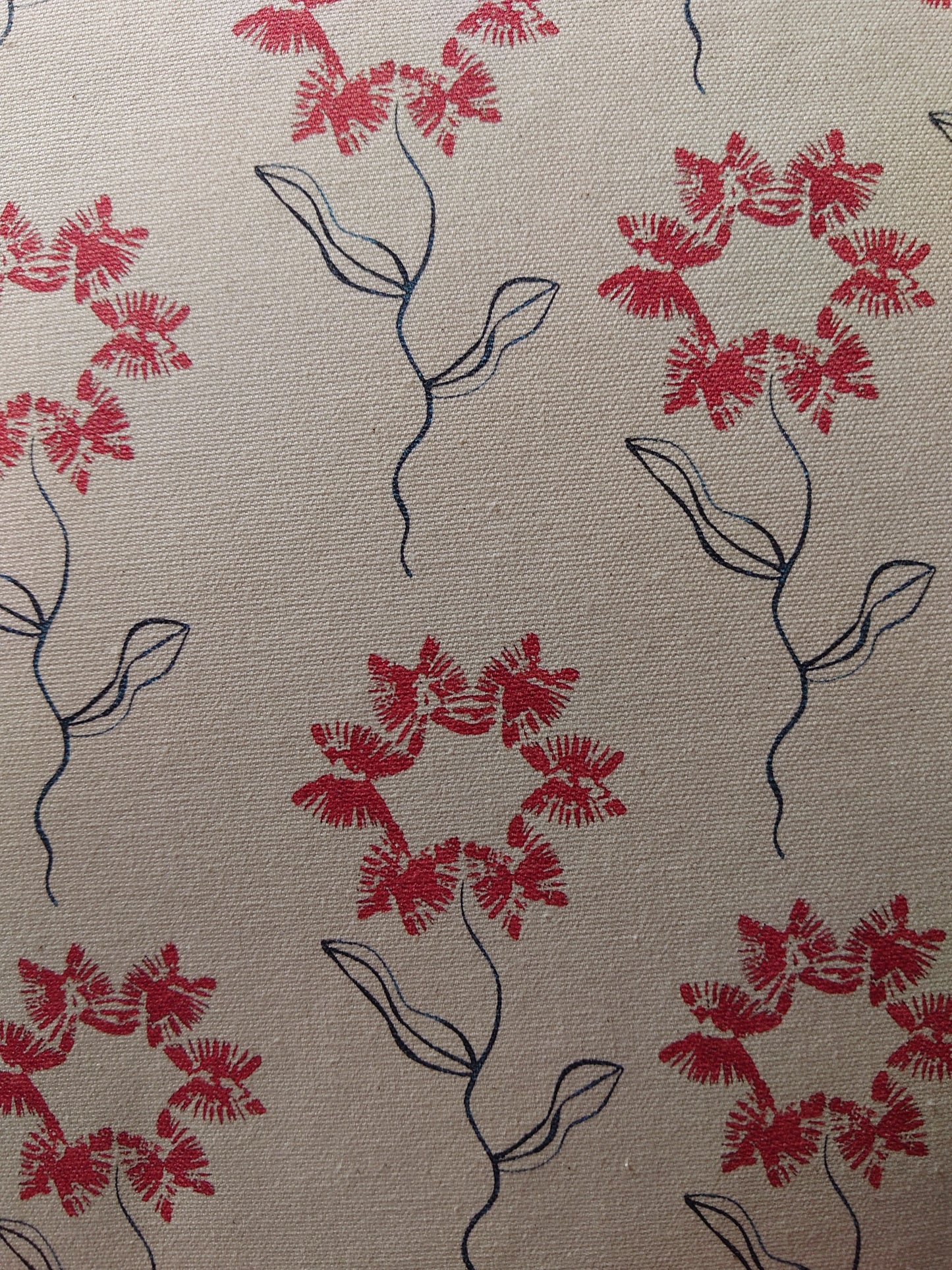 Organic Aga Hob Cover and Table Protector - Machair Flower Red