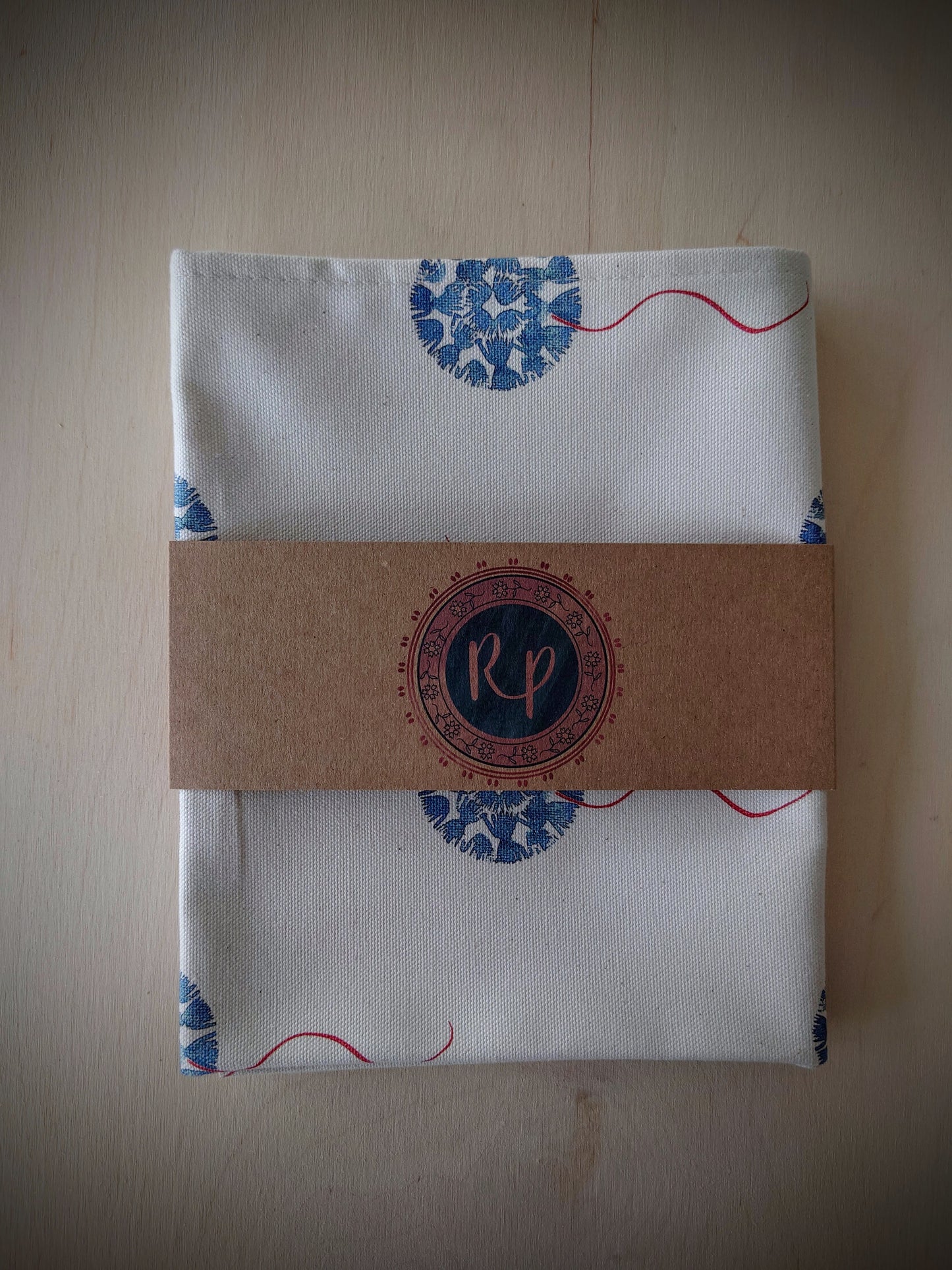 Organic Tea Towel - Machair Floret Blue