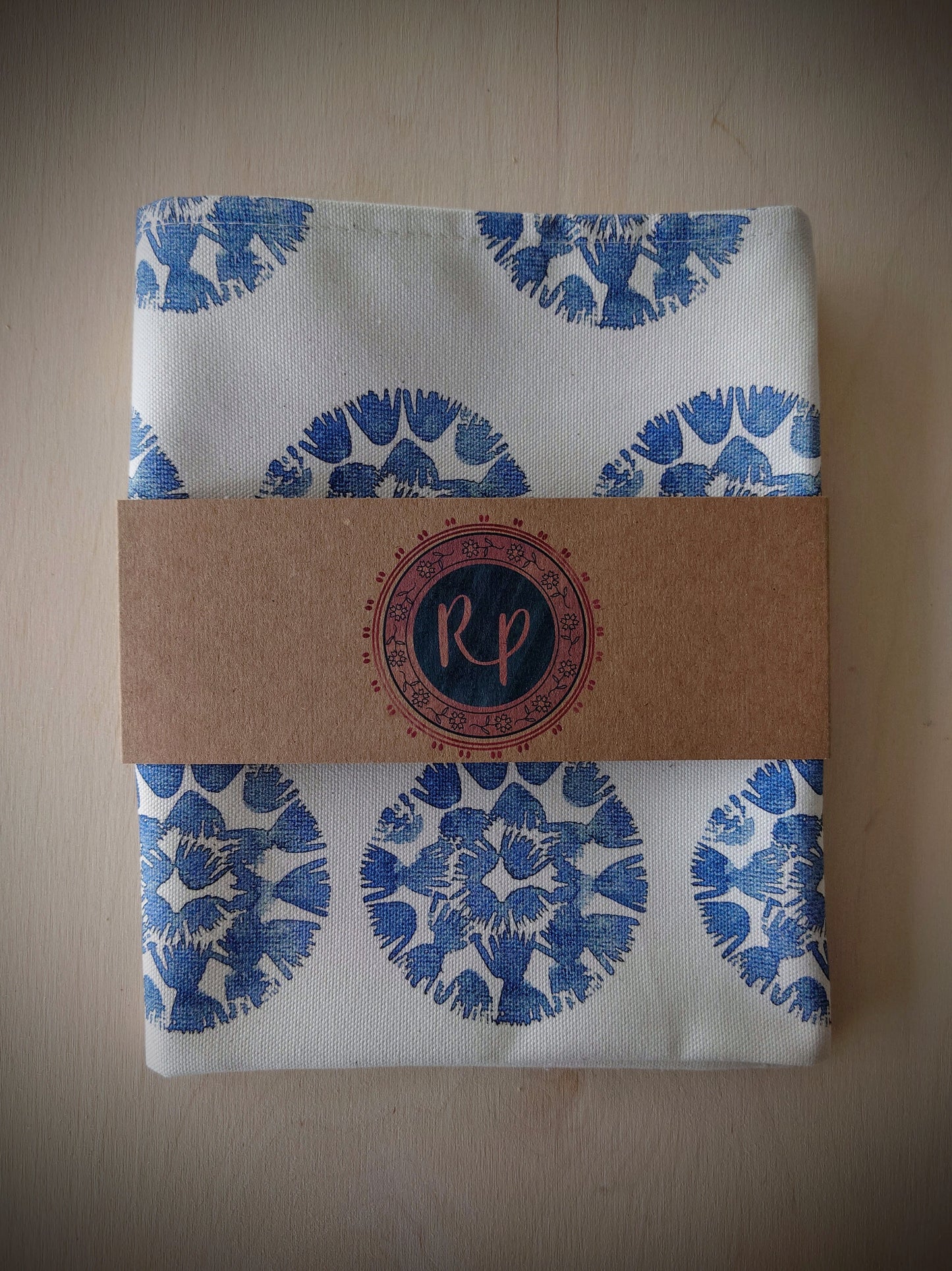 Organic Tea Towel - Machair Clock Blue