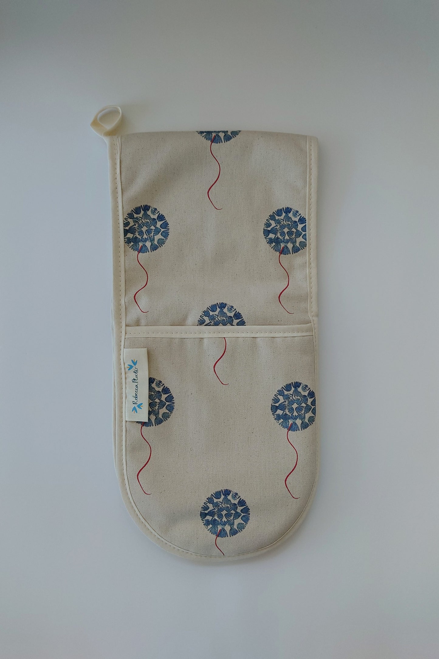 Organic Double Oven Glove - Machair Floret Blue