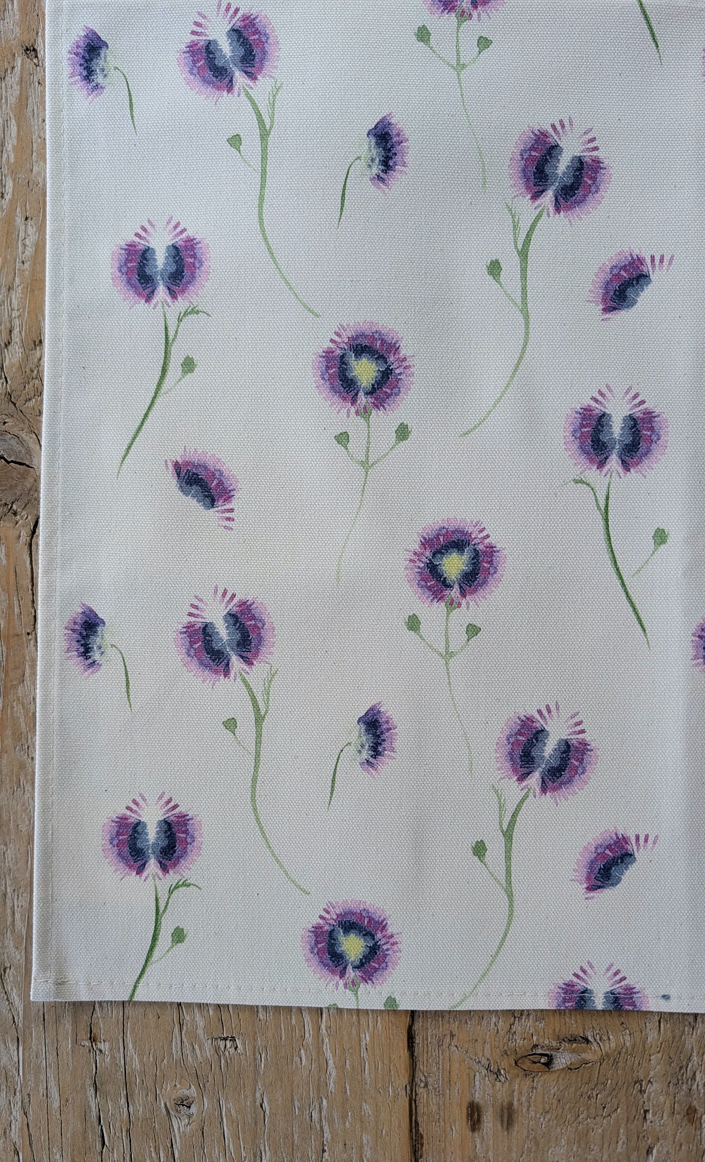 Organic Fabric by the metre - Wild Meadow Lilac Drift
