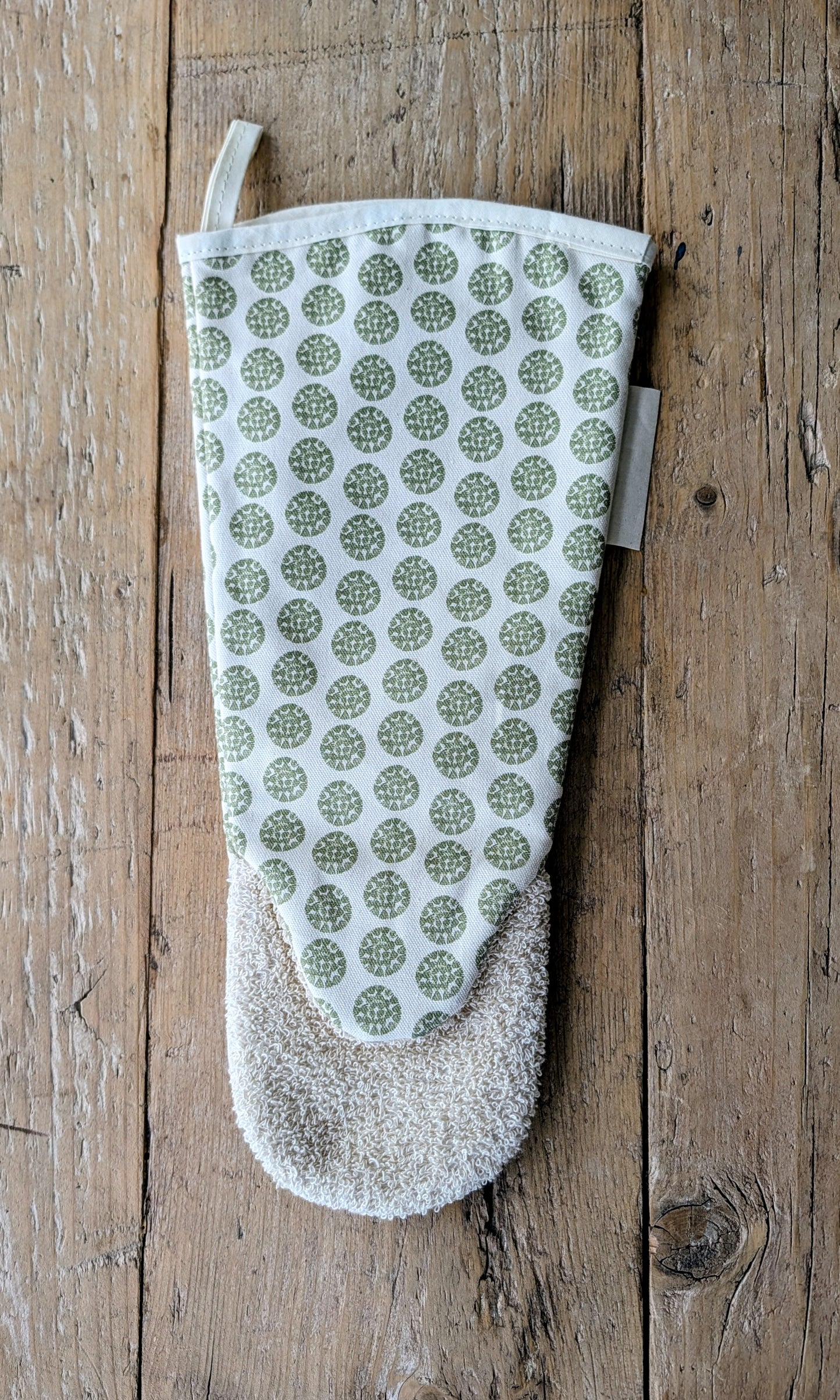Organic Gauntlet Oven Glove - Machair Clock Moss Green
