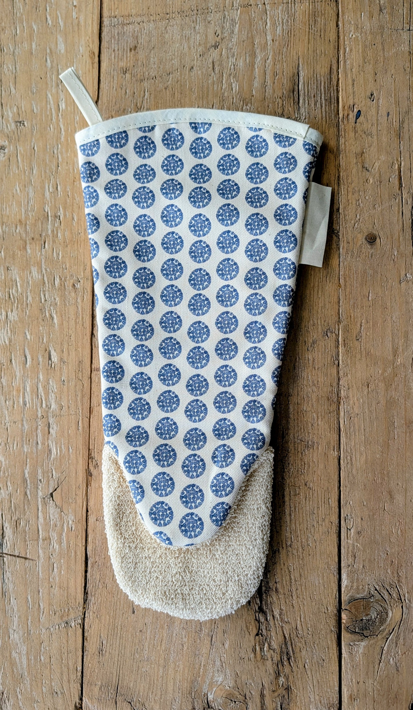 Organic Gauntlet Oven Glove - Machair Clock Blue