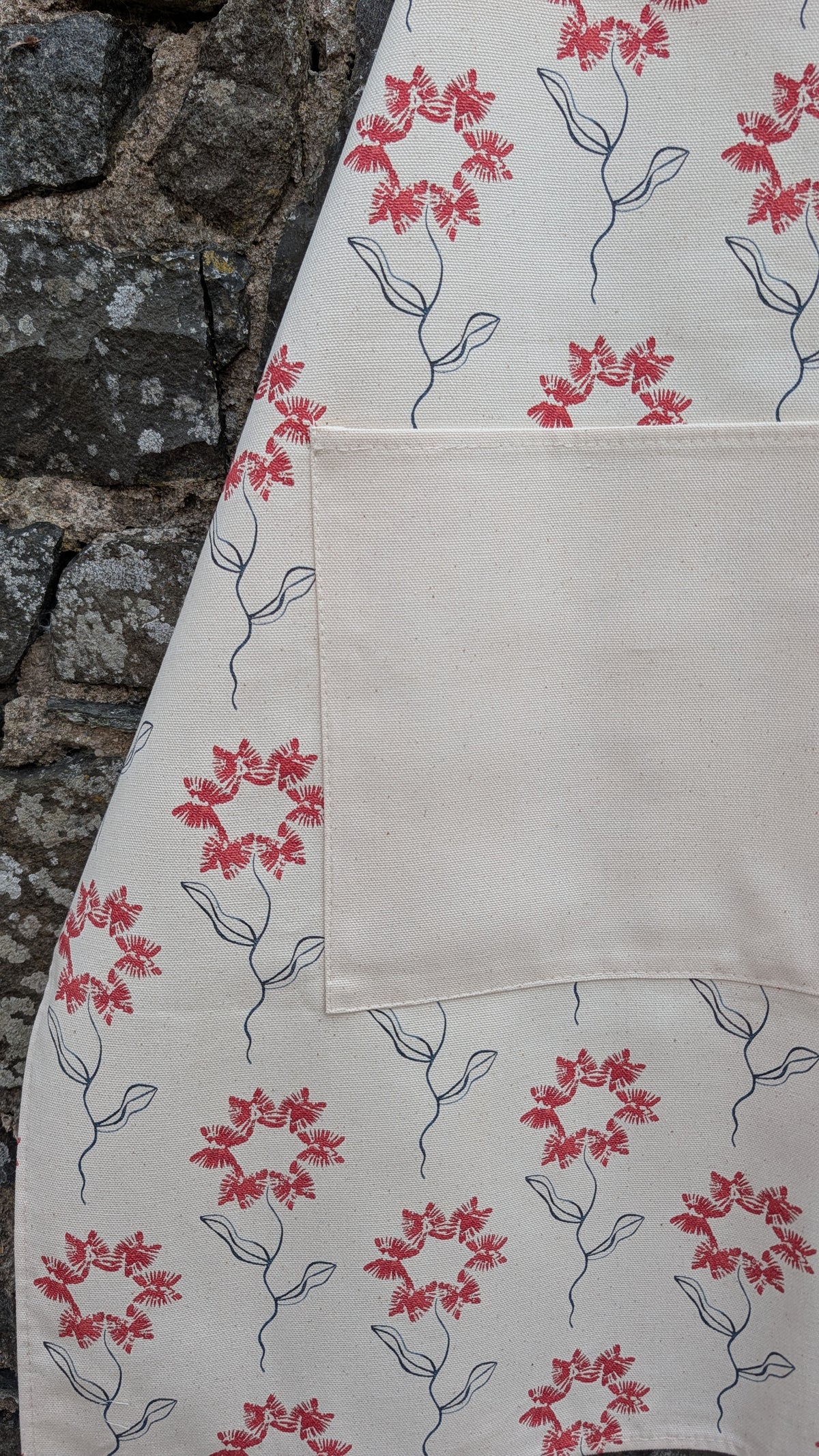 Organic Apron - Machair Flower Red