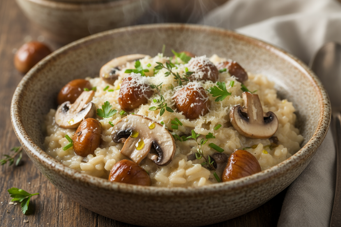 Autumnal wild mushroom and chestnut risotto