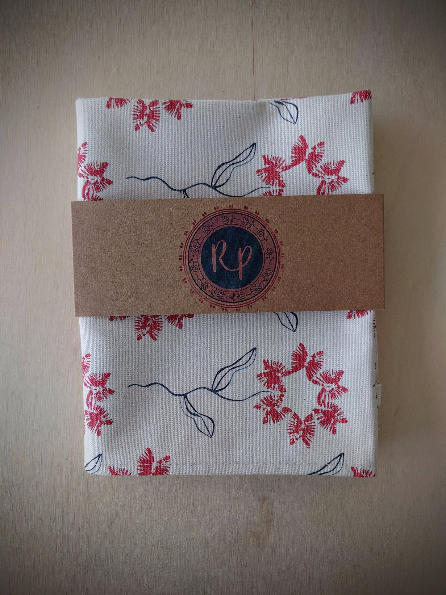 Machair Flower Tea Towel - Red
