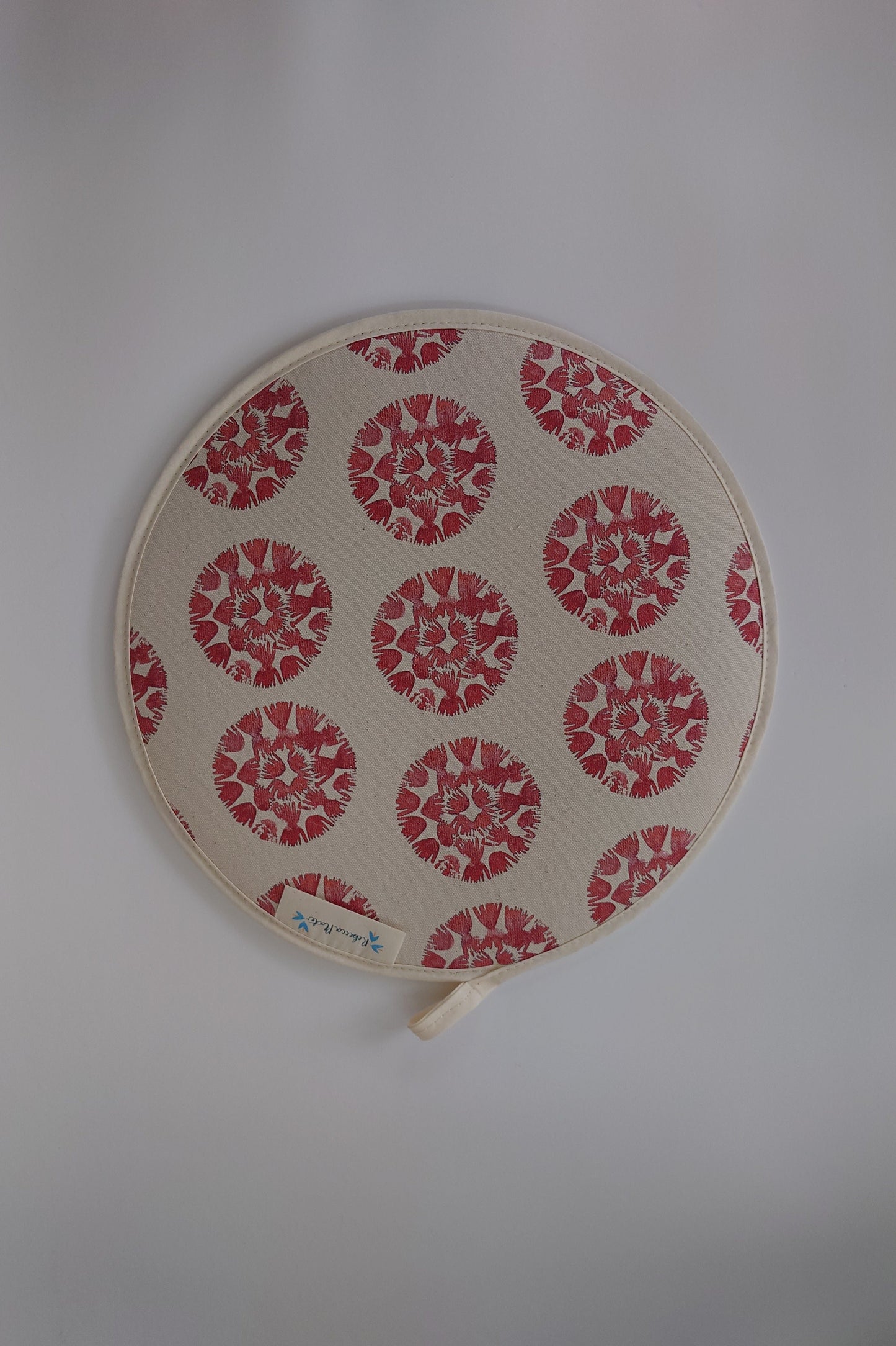 Organic Aga Hob Cover and Table Protector - Machair Clock Red