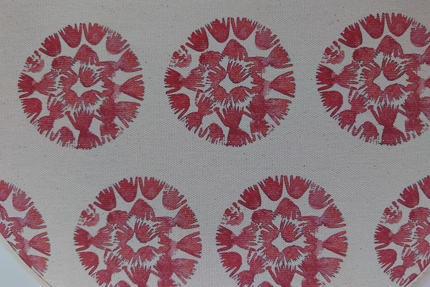 Organic Aga Hob Cover and Table Protector - Machair Clock Red