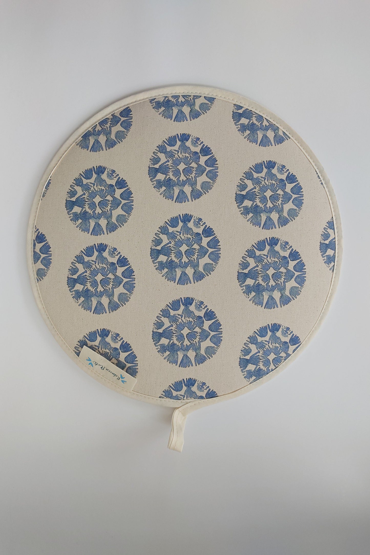 Organic Aga Hob Cover and Table Protector - Machair Clock  Blue
