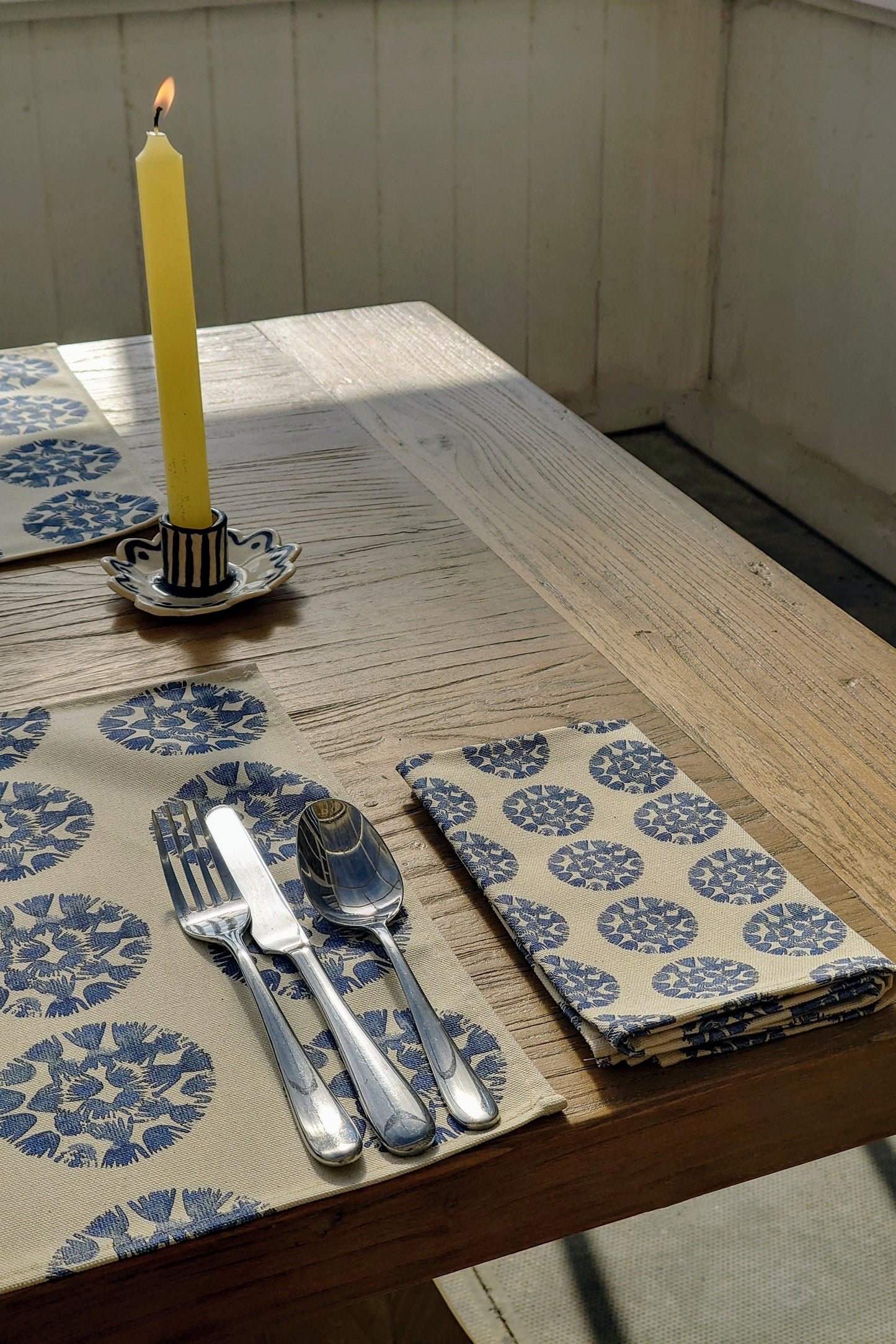 Organic Napkin - Machair Clock Blue