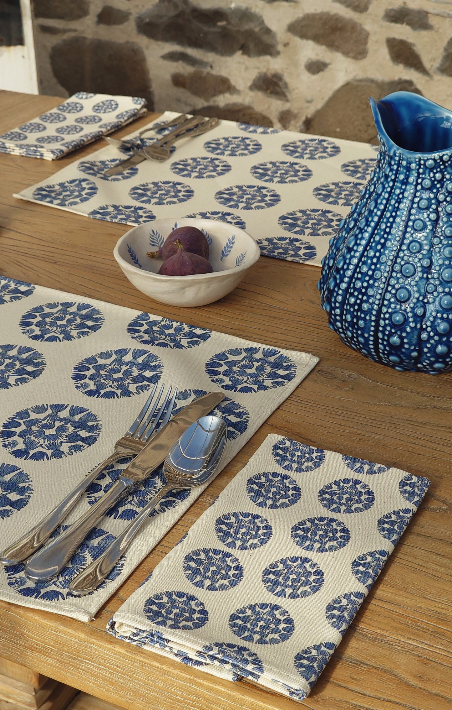 Organic Napkin - Machair Clock Blue