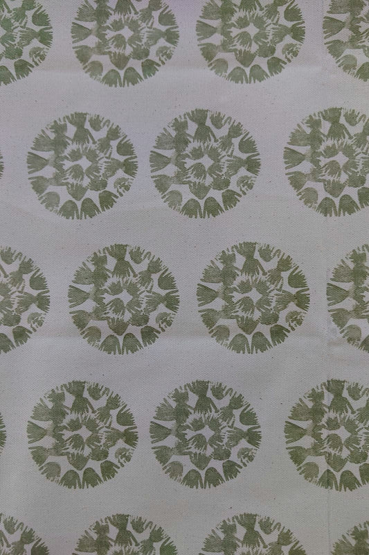 Organic Fabric by the metre - Machair Clock Moss Green design