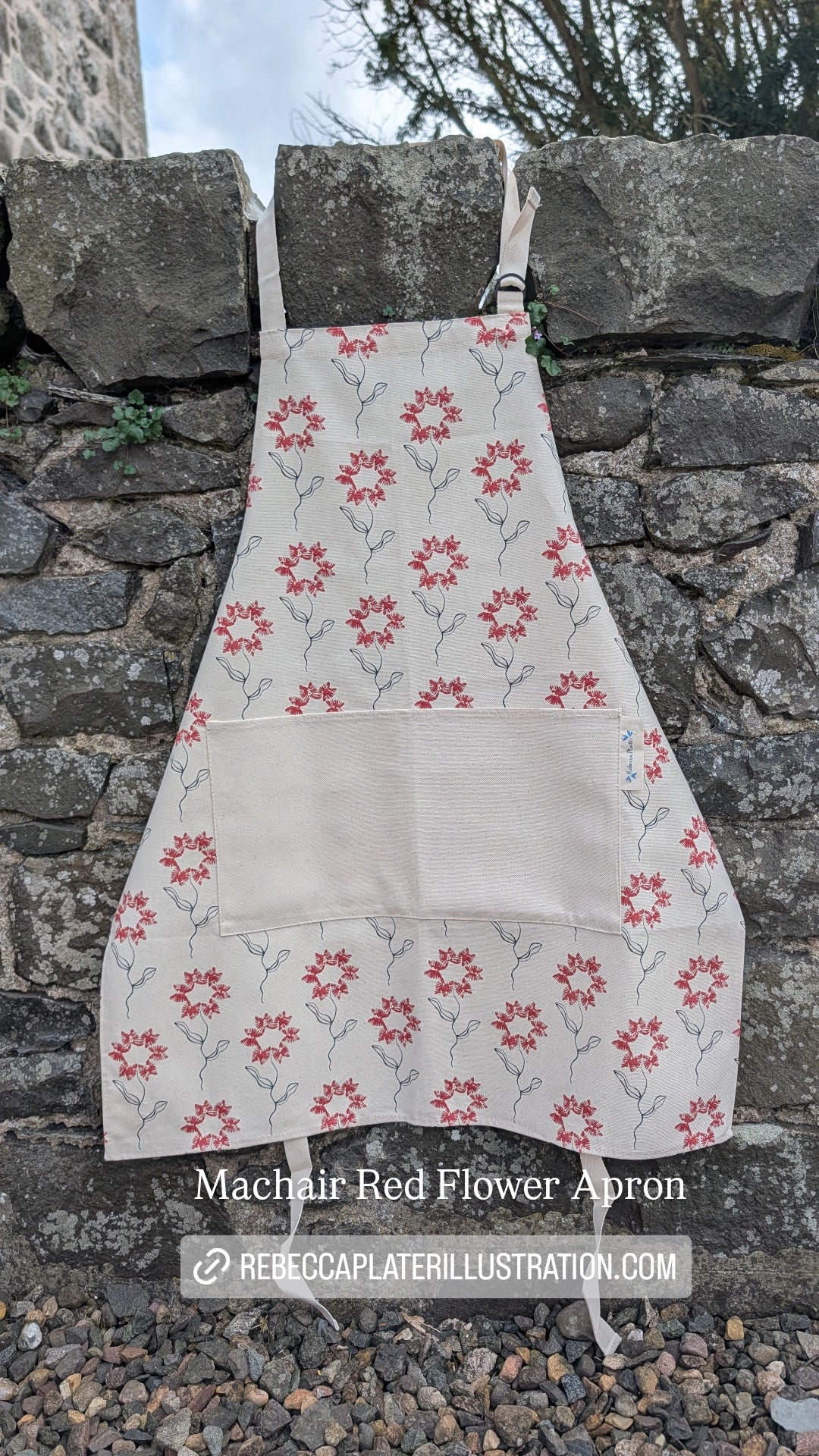 Organic Apron - Machair Flower Red