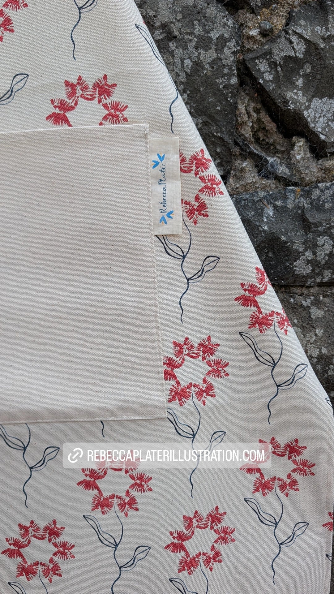 Organic Apron - Machair Flower Red