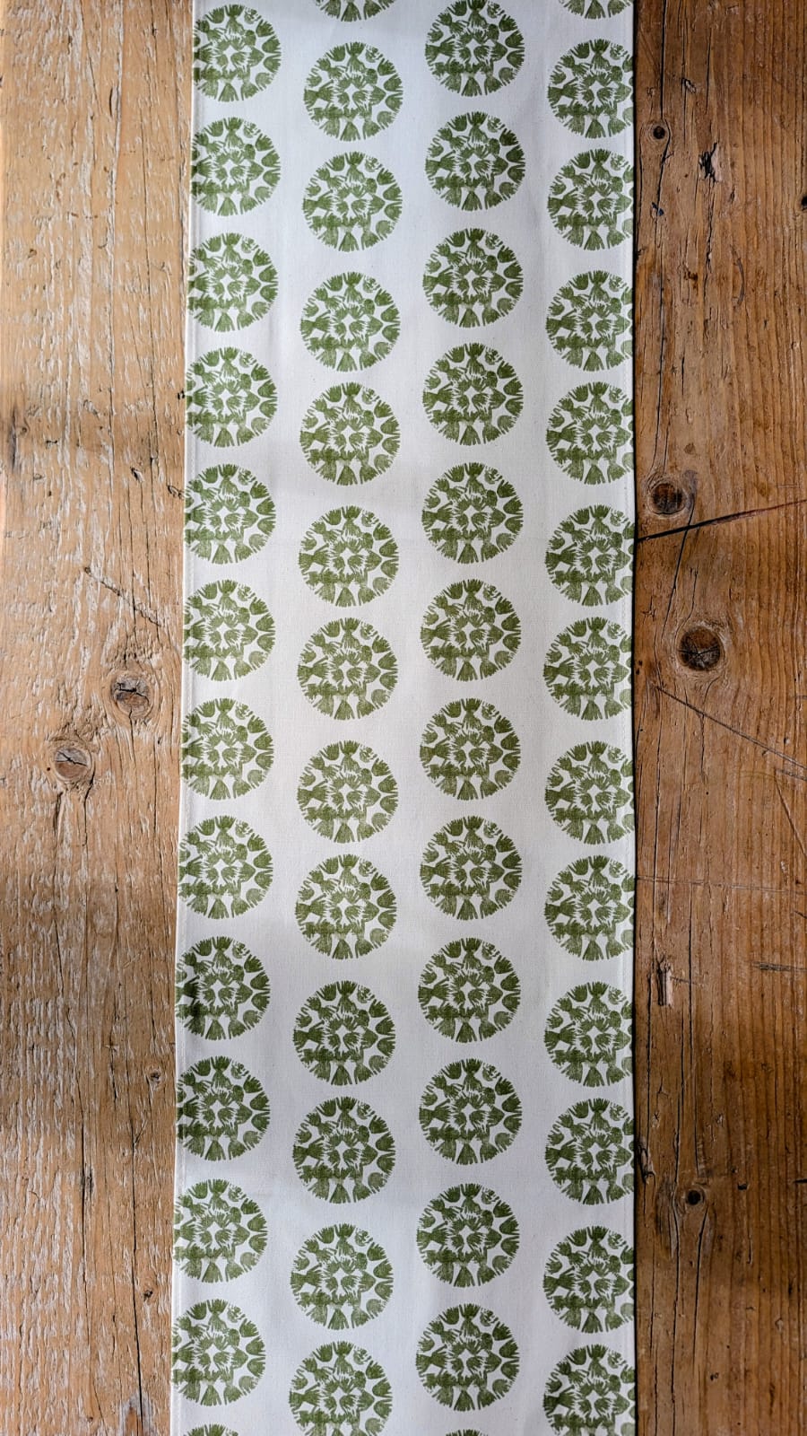 Organic Table Runner - Machair Clock Green