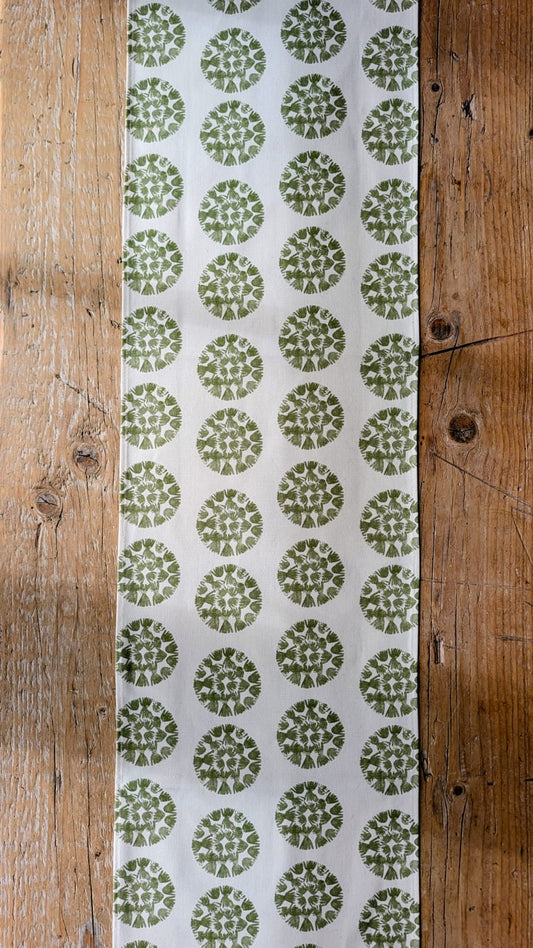 Organic Table Runner - Machair Clock Green