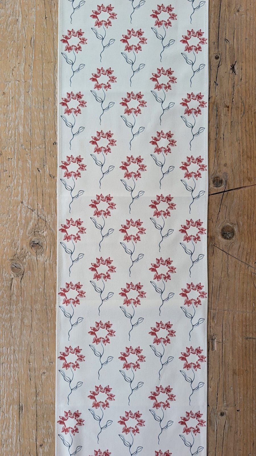 Organic Table Runner - Machair Flower Red