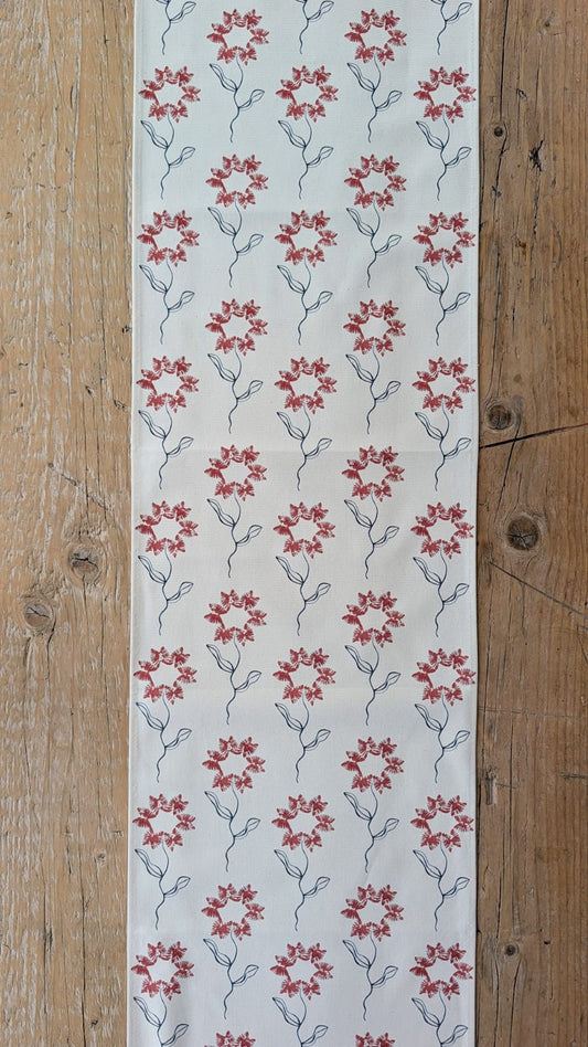 Organic Table Runner - Machair Flower Red