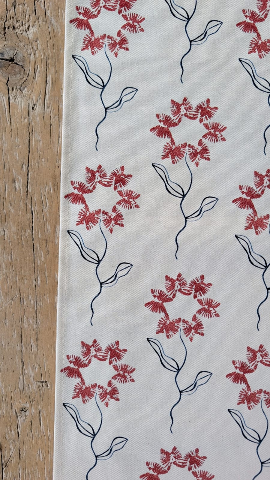 Organic Table Runner - Machair Flower Red