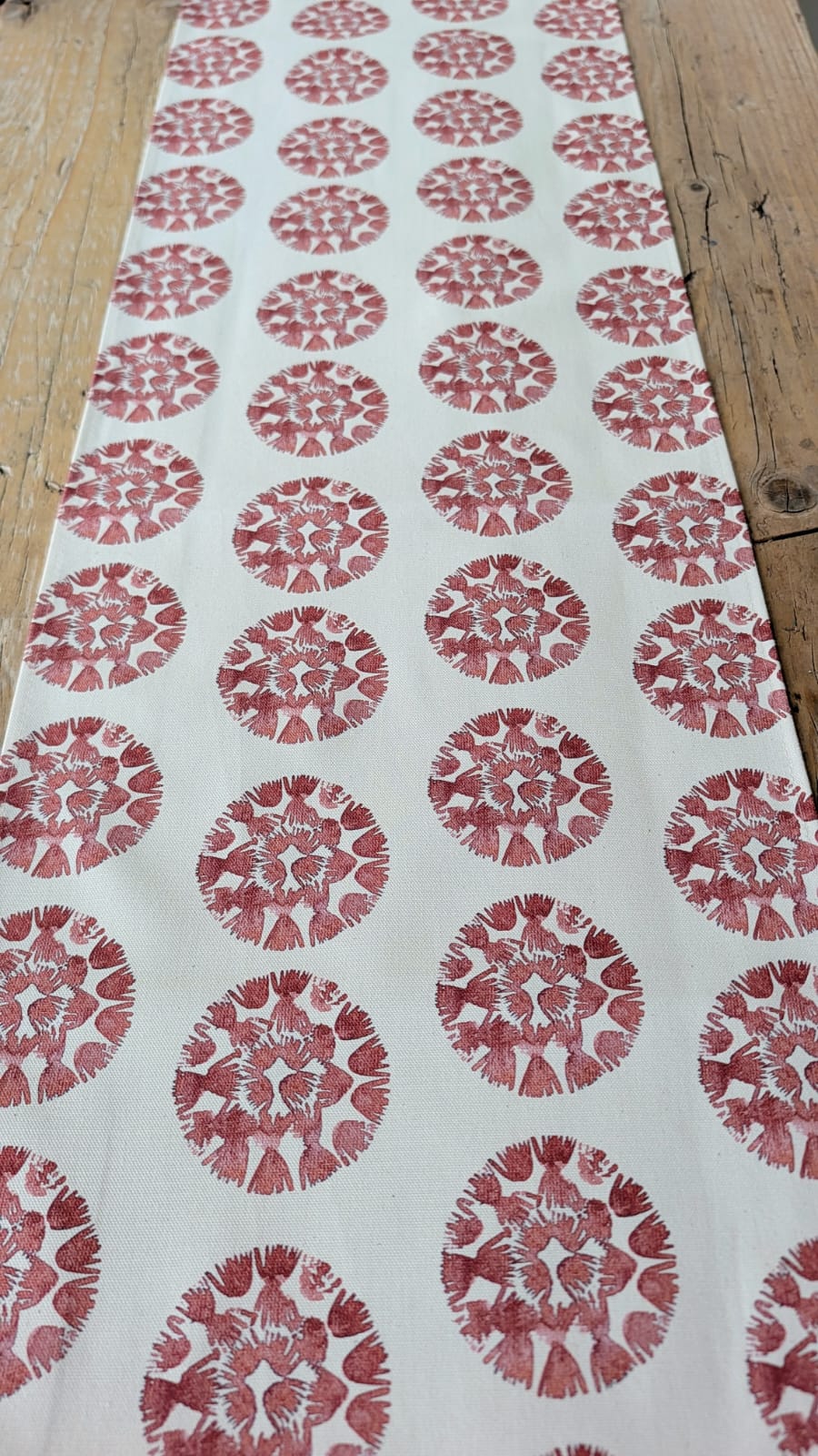 Organic Table Runner - Machair Clock Red