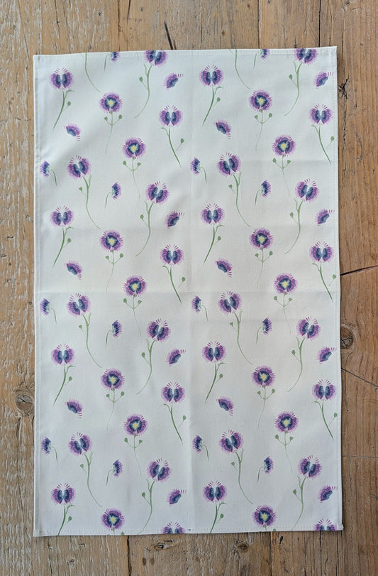 Organic Tea Towel - Wild Meadow Lilac Drift