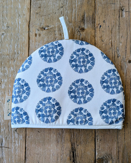 Organic Tea Cosy - Machair Clock Blue