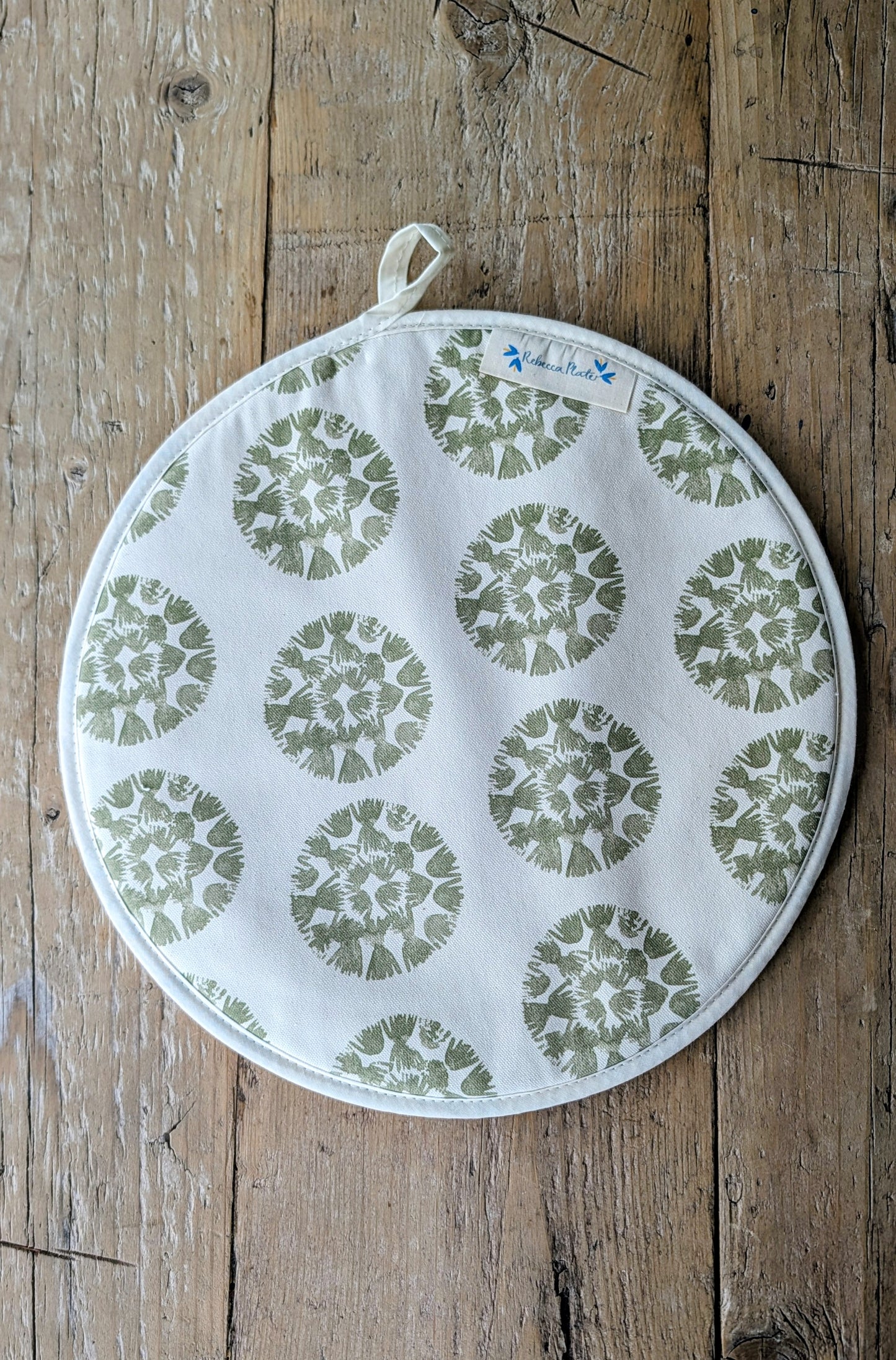 Organic Aga Hob Cover and Table Protector - Machair Clock Moss Green