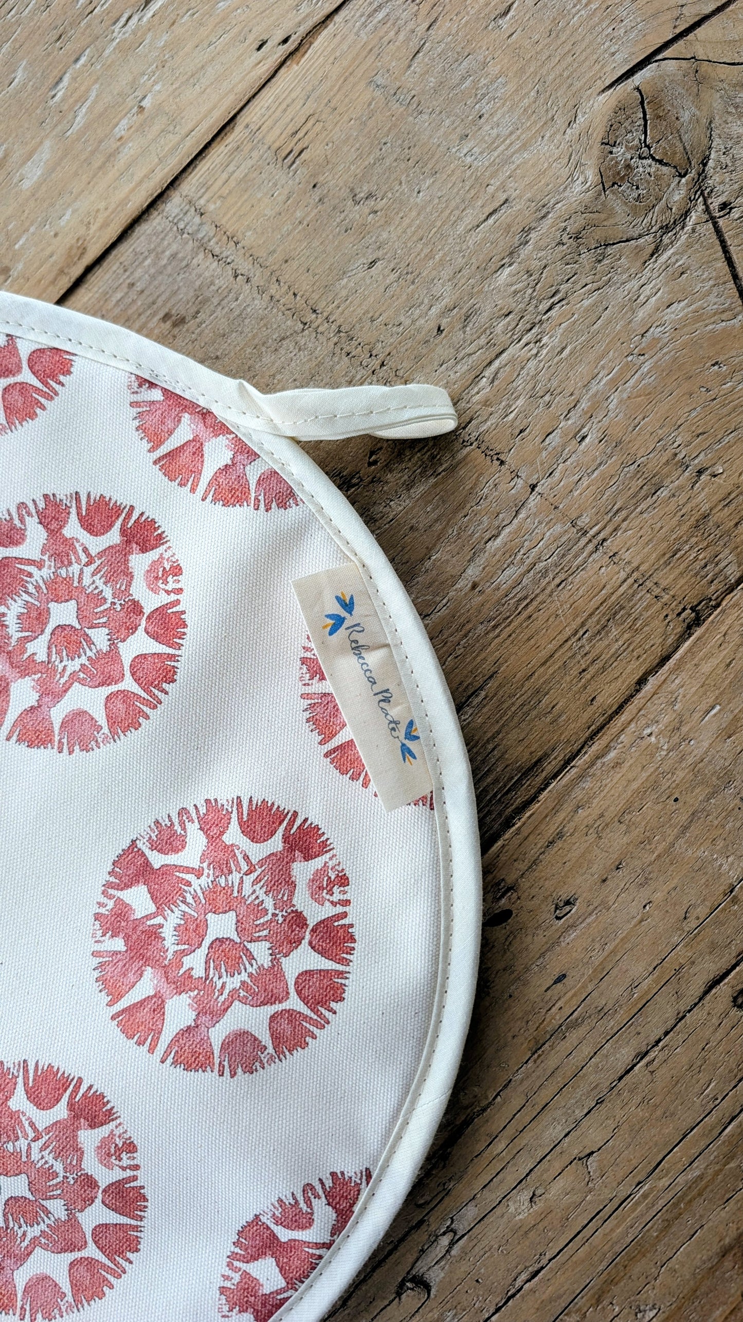 Organic Aga Hob Cover and Table Protector - Machair Clock Red