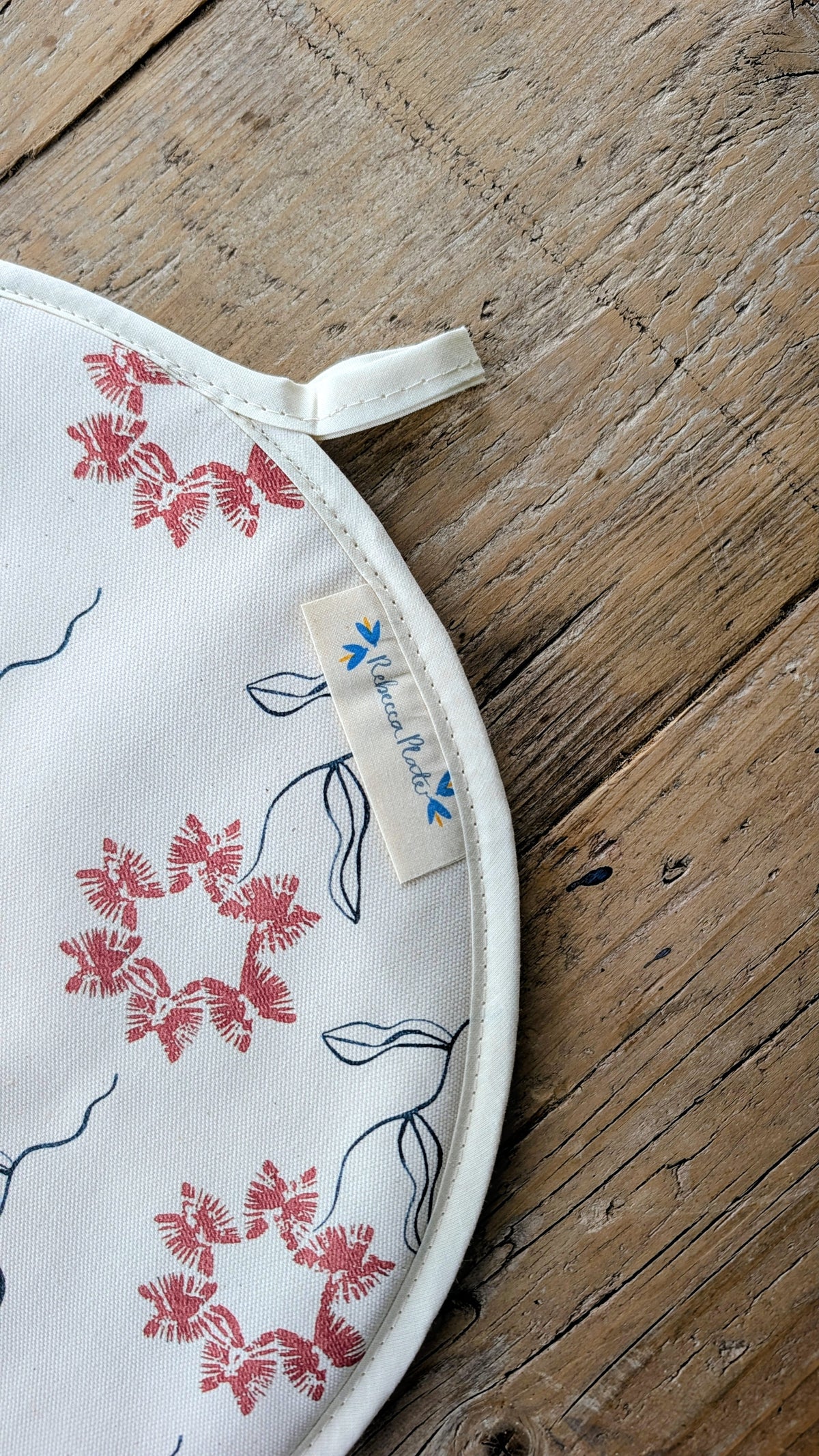 Organic Aga Hob Cover and Table Protector - Machair Flower Red