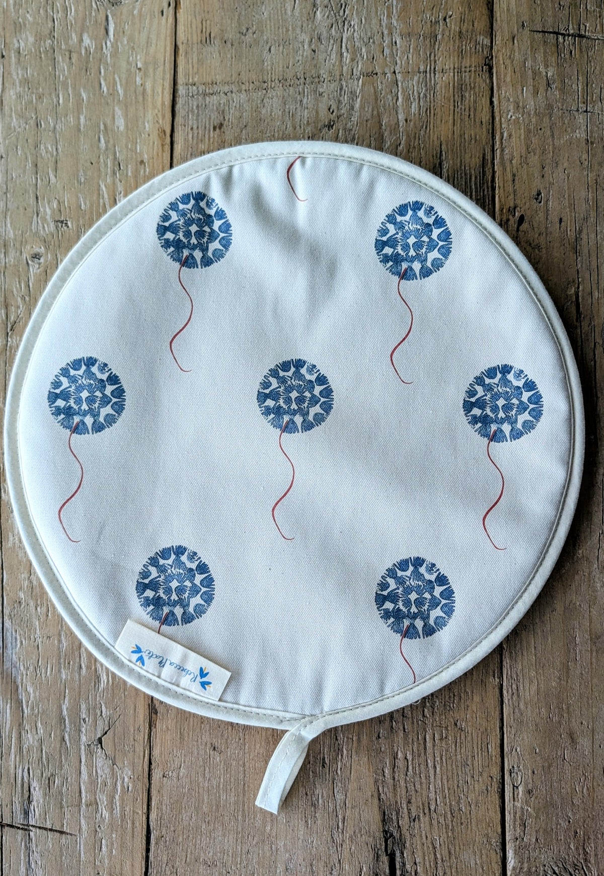 Organic Aga Hob Cover and Table Protector - Machair Floret Blue