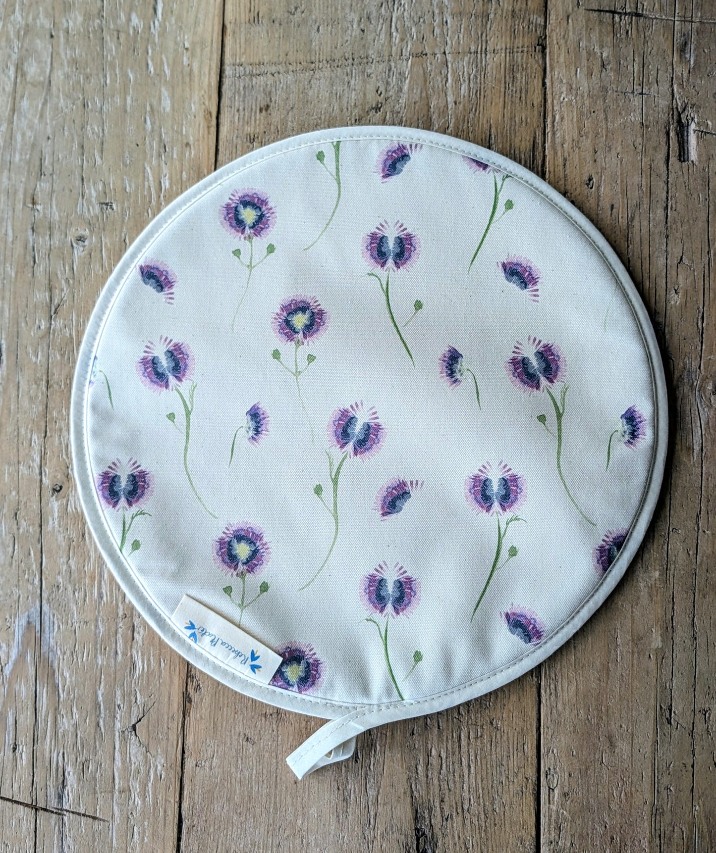 Organic Aga Hob Cover and Table Protector Wild Meadow Lilac Drift