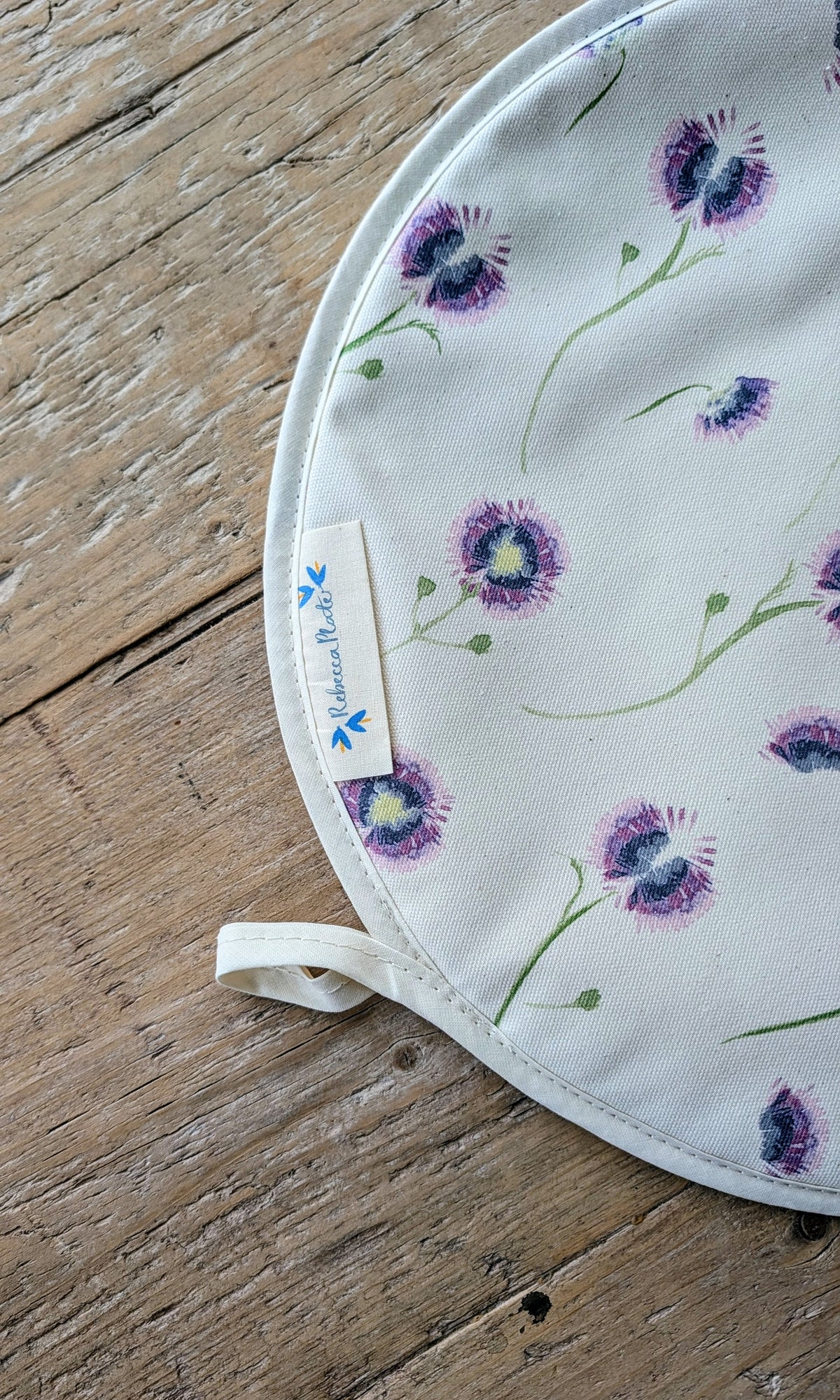 Organic Aga Hob Cover and Table Protector Wild Meadow Lilac Drift