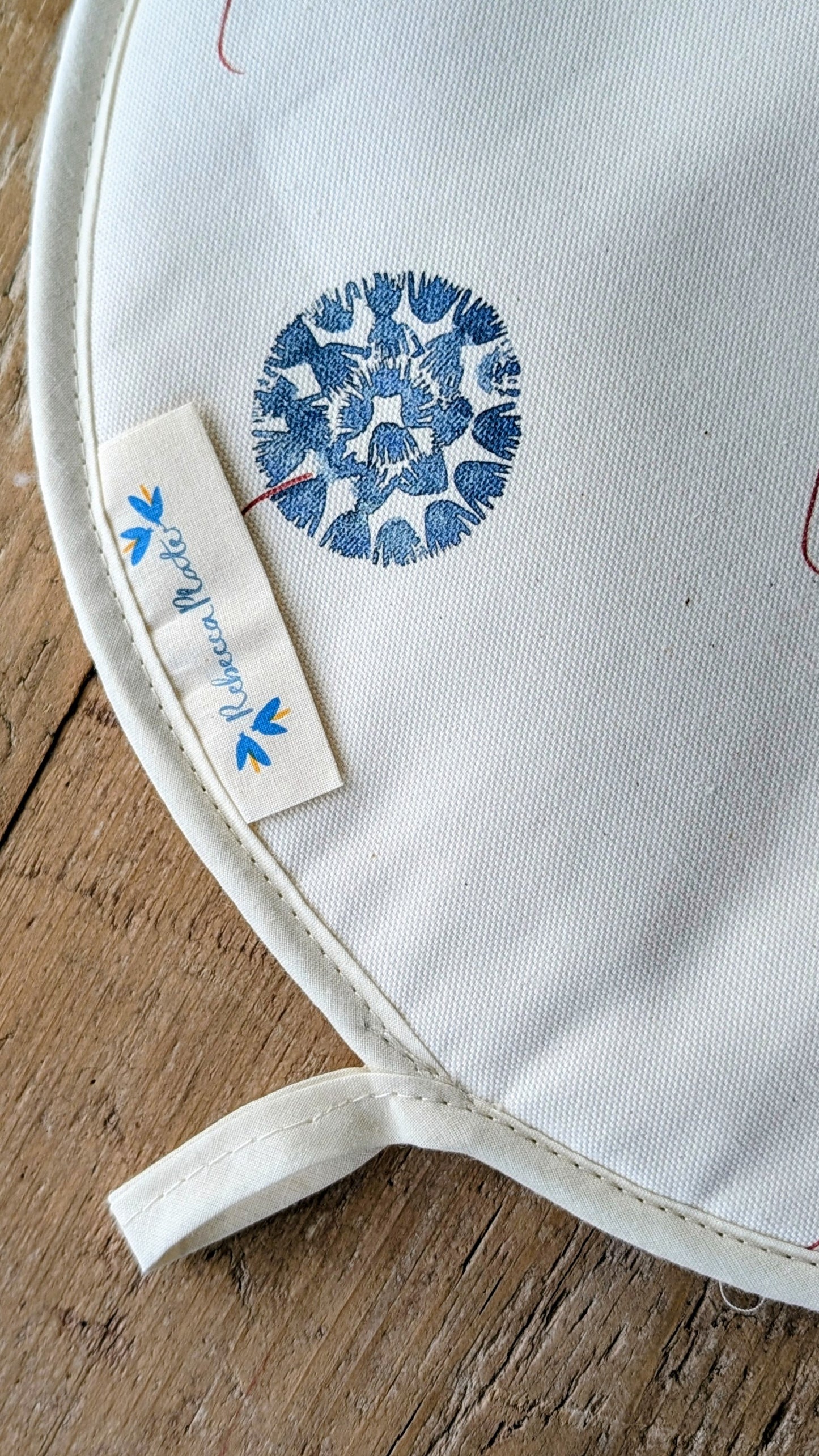 Organic Aga Hob Cover and Table Protector - Machair Floret Blue