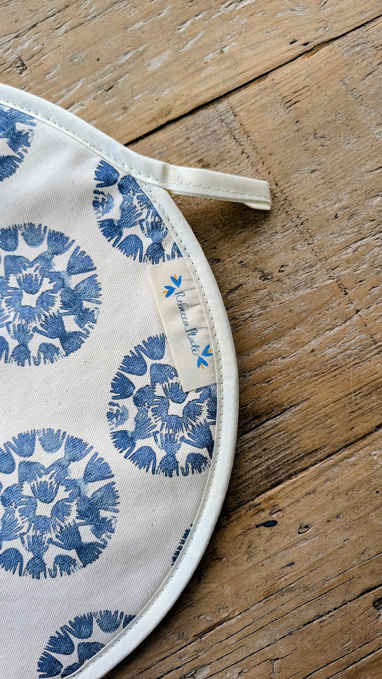 Organic Aga Hob Cover and Table Protector - Machair Clock  Blue