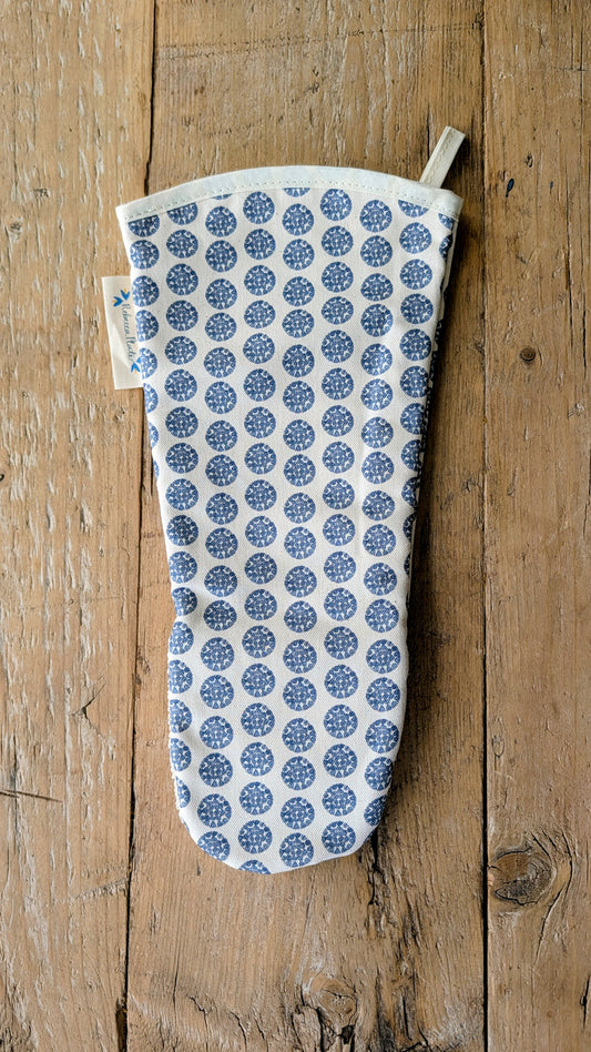 Organic Gauntlet Oven Glove - Machair Clock Blue