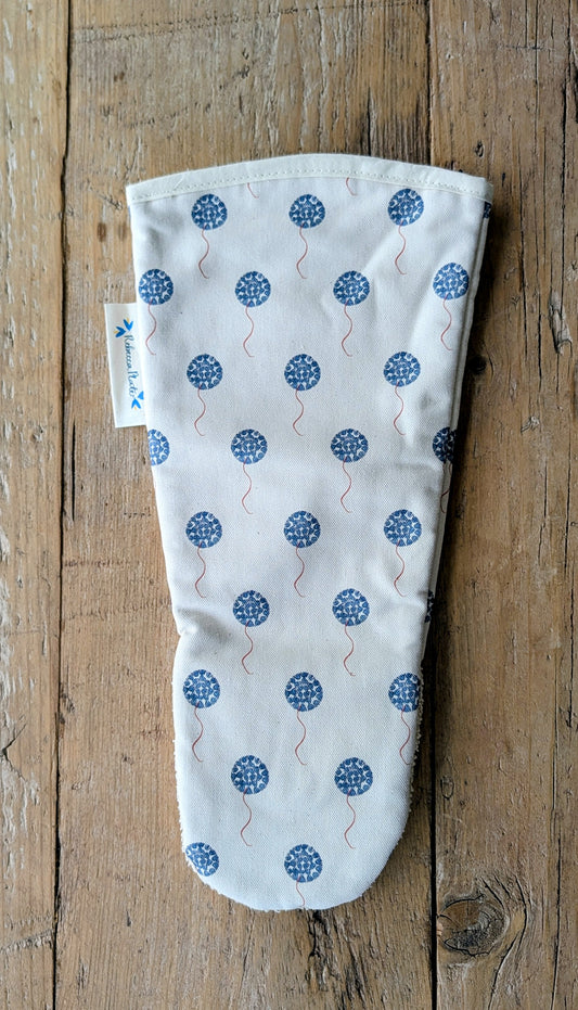 Organic Gauntlet Oven Glove - Machair Floret Blue