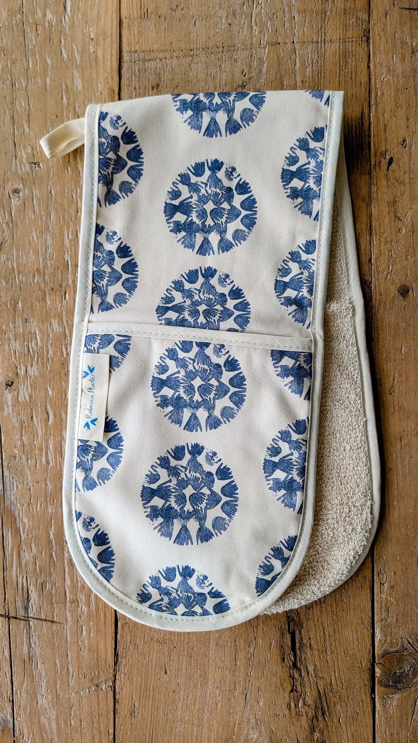 Organic Double Oven Glove - Machair Clock Blue