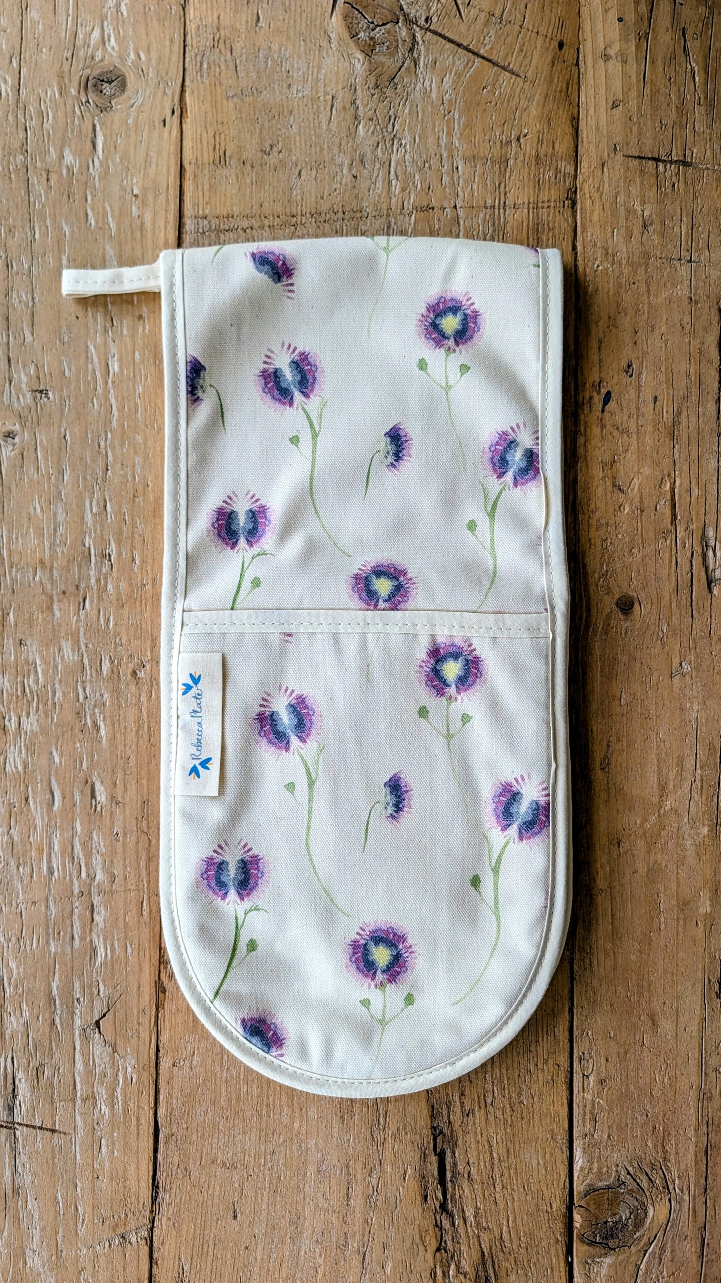 Organic Double Oven Glove - Wild Meadow Lilac Drift