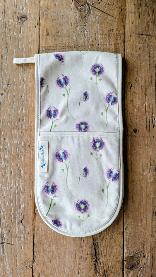 Organic Double Oven Glove - Wild Meadow Lilac Drift