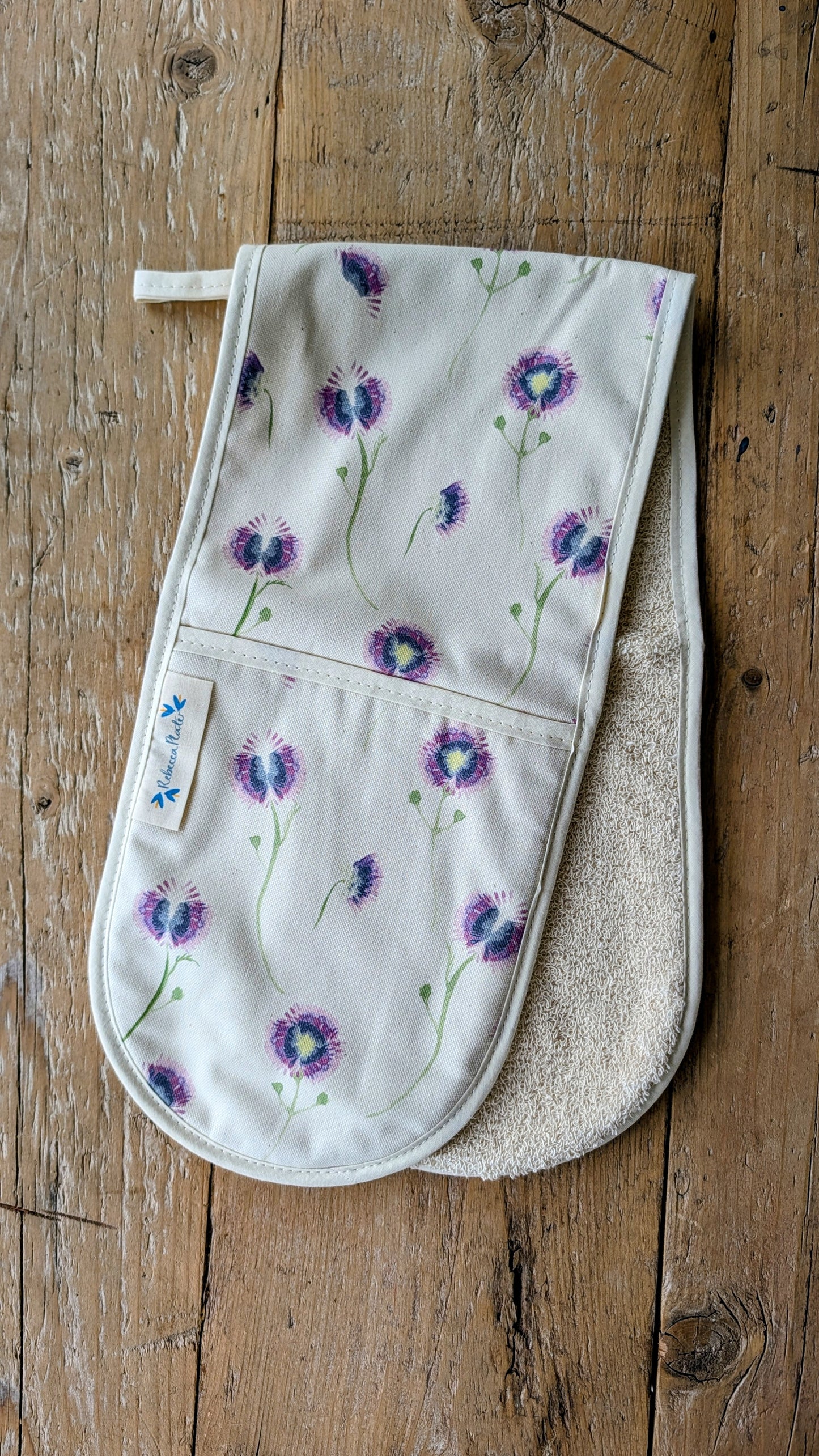 Organic Double Oven Glove - Wild Meadow Lilac Drift