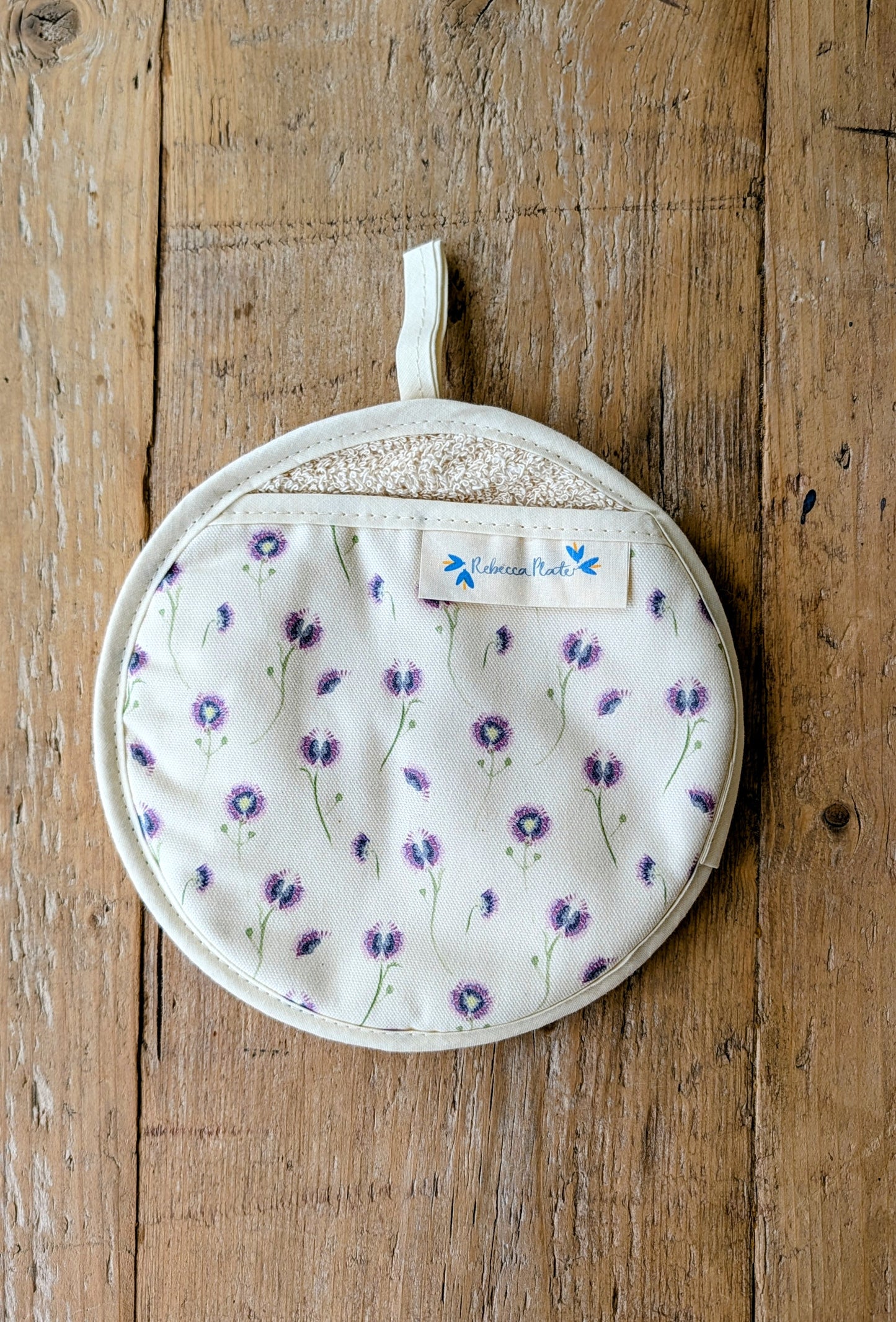 Organic Pot Grab and Oven Mitt - Wild Meadow Lilac Drift