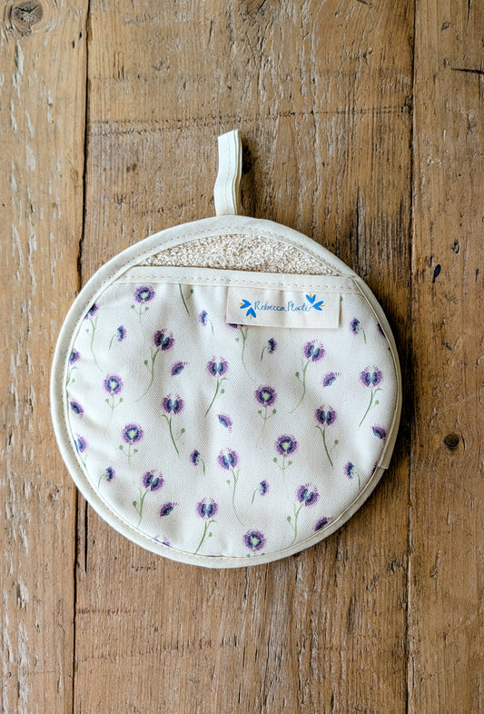 Organic Pot Grab and Oven Mitt - Wild Meadow Lilac Drift