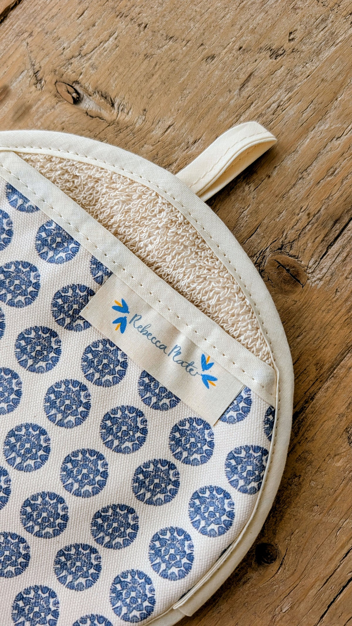Organic Pot Grab and Oven Mitt - Machair Clock Blue