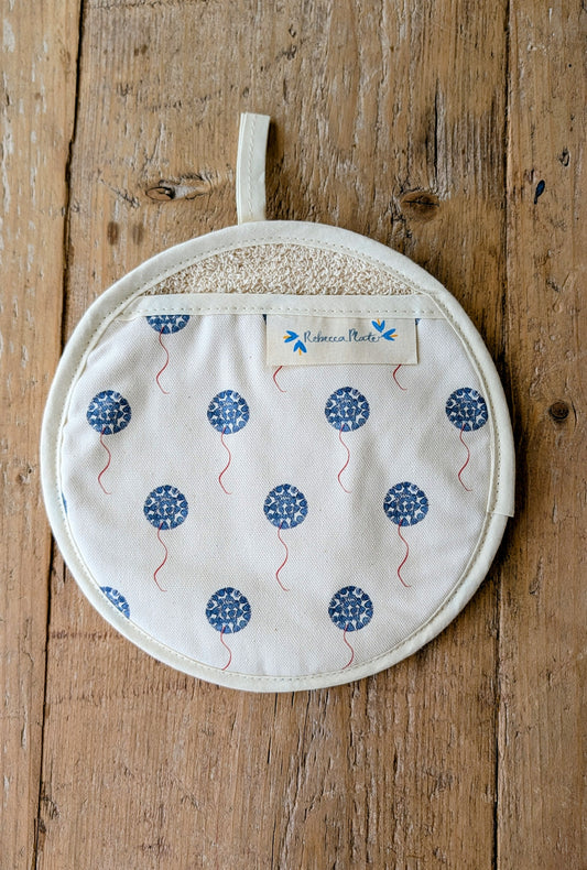 Organic Pot Grab and Oven Mitt - Machair Floret Blue