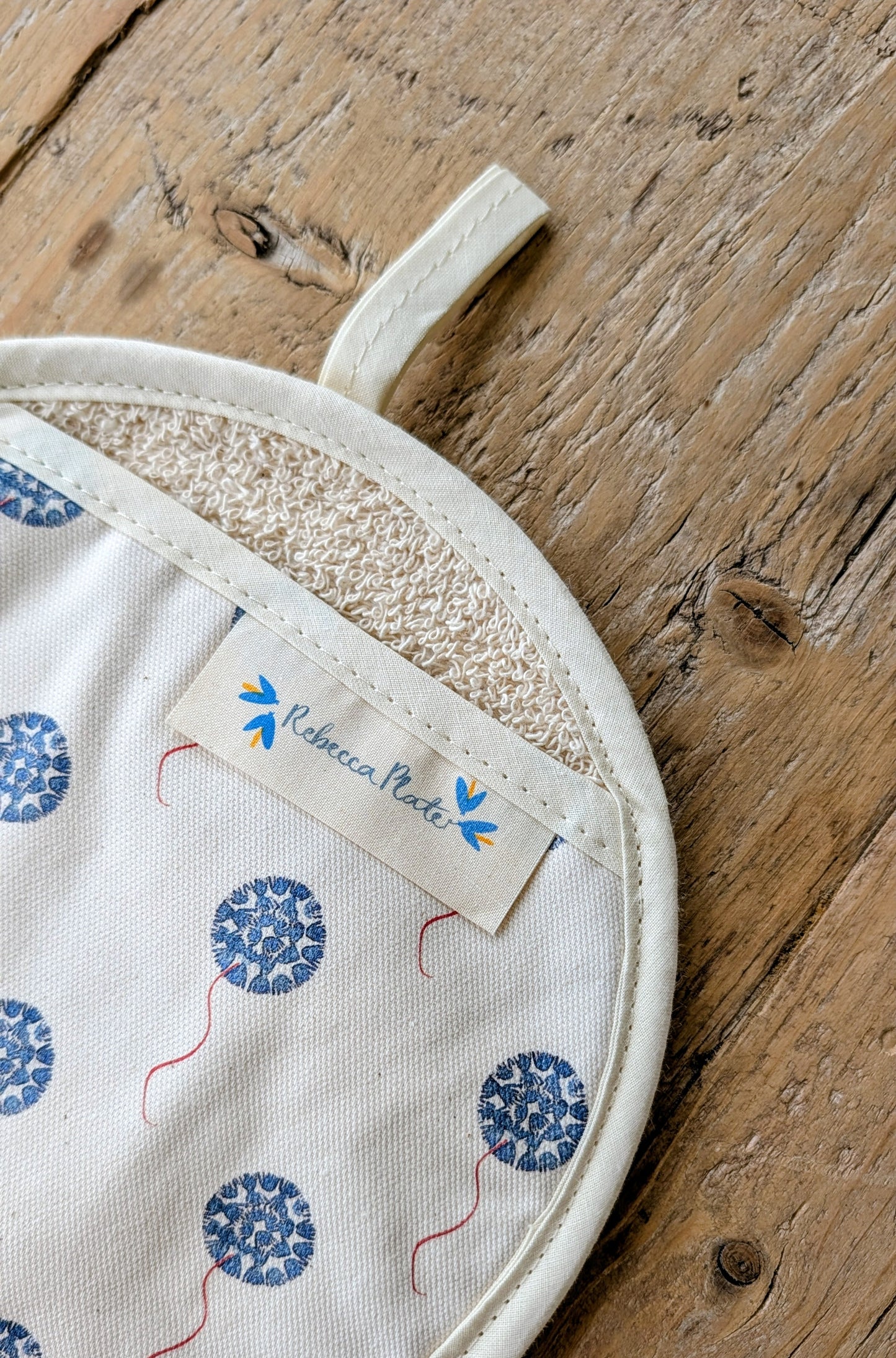 Organic Pot Grab and Oven Mitt - Machair Floret Blue