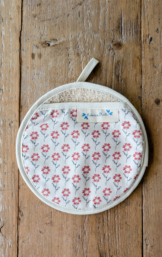Organic Pot Grab and Oven Mitt - Machair Flower Red