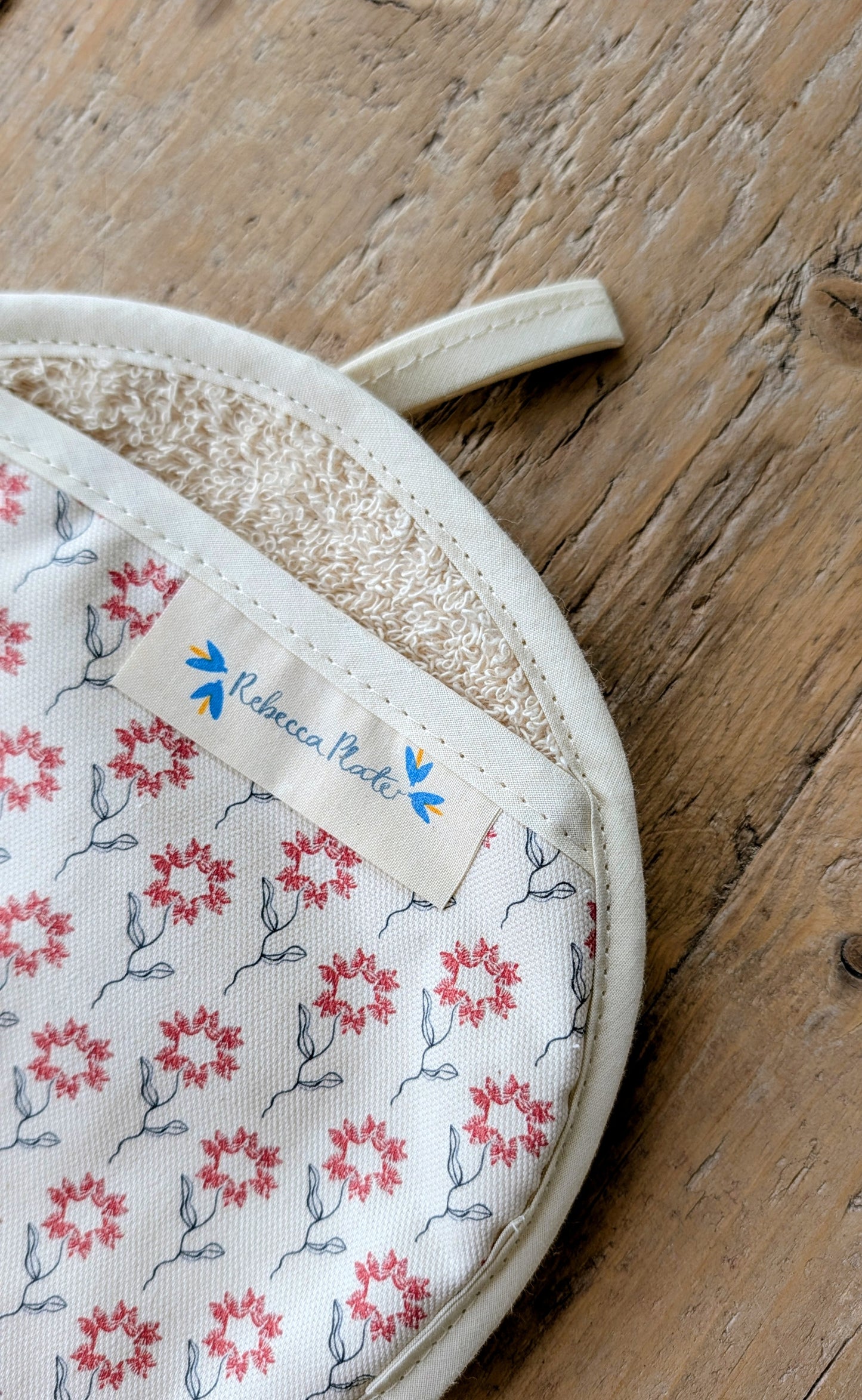 Organic Pot Grab and Oven Mitt - Machair Flower Red