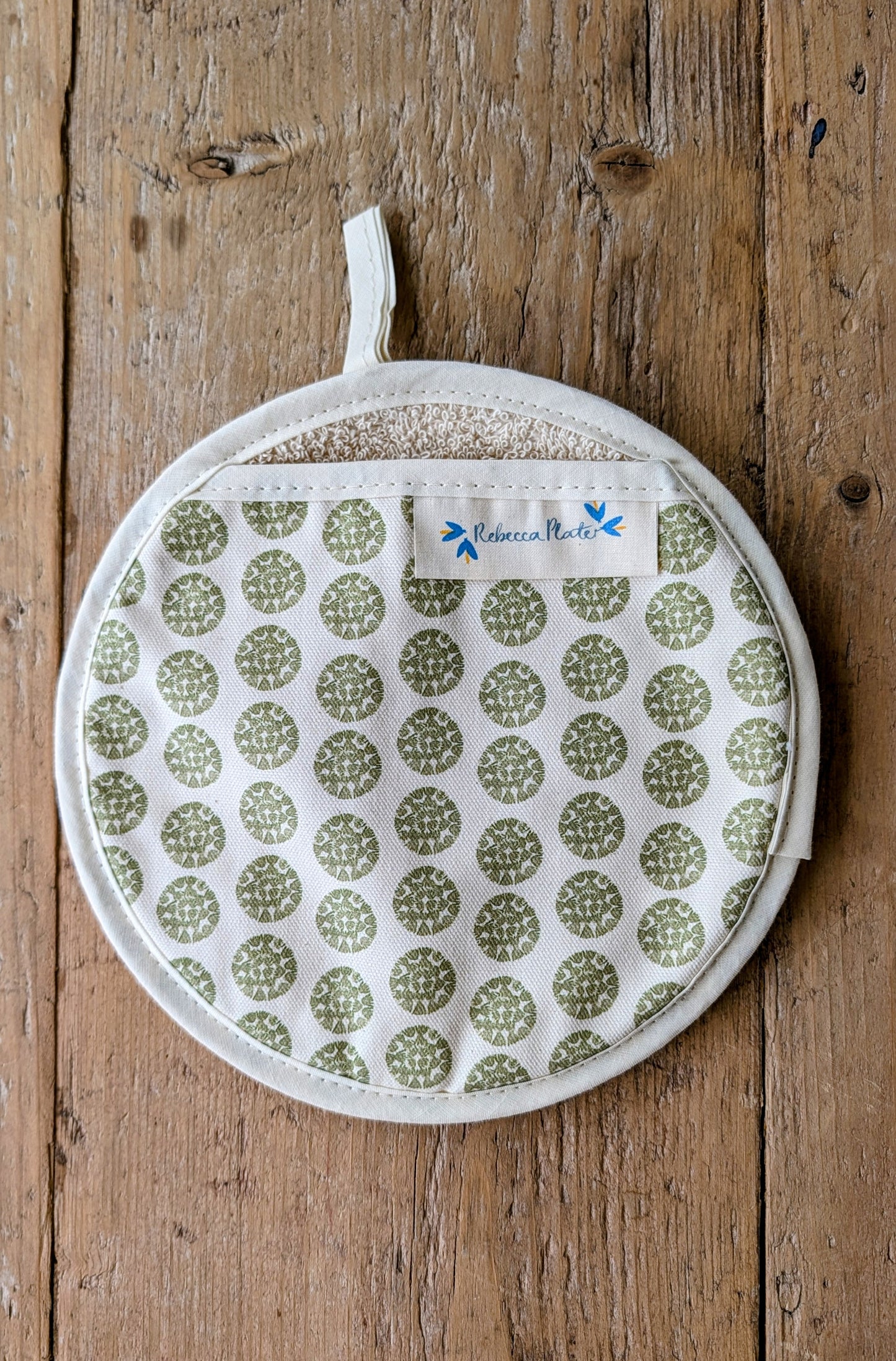 Organic Pot Grab and Oven Mitt - Machair Clock Moss Green