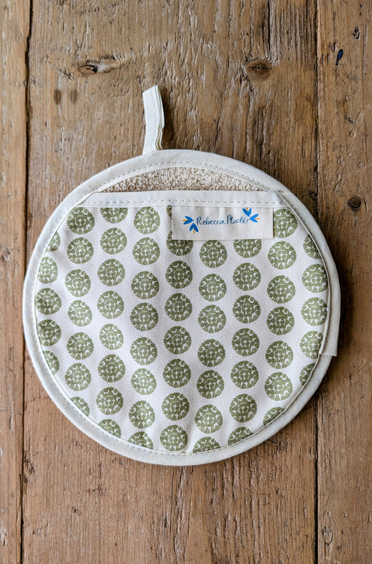Organic Pot Grab and Oven Mitt - Machair Clock Moss Green