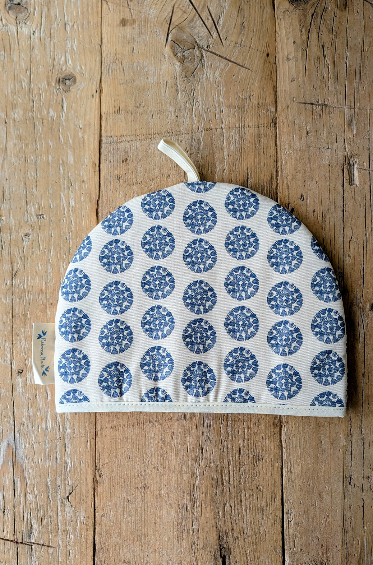 Organic Tea Cosy - Machair Clock Blue (mini size print)
